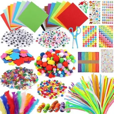 Produktbild von Pfeifenreiniger Craft Supplies, 1000+Pcs Kunsthandwerk Zubehör Bastelset Kinder, Bastelbedarf für Kinder, Scrapbooking Bastelset