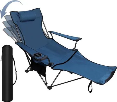 Productafbeelding van Famanu campingstoel 2-in-1 - Opvouwbare stoel met afneembare voetsteun en bekerhouder