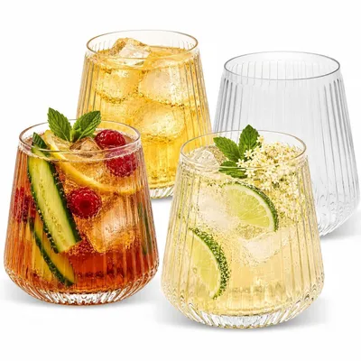Produktbild von Weingläser Plastik bruchsicher 420ml spülmaschinenfest Tritan 4er Set Rillenoptik