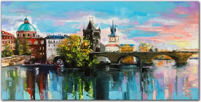 Produktbild von Coloray - Bild aus Glas - Glasbilder - 100 x 50 cm - Wohnzimmer Glasblock mit Bild Wanddekoration Gehärtetes Glas Dekoration Küche - Stadt Fluss Brücke Himmel