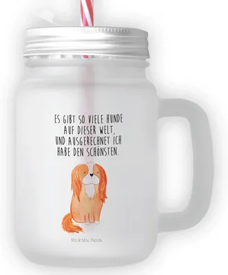 Produktbild von Mr. & Mrs. Panda Trinkgefäß Hund Cavalier King Charles Spaniel - Transparent - Geschenk, Henkelglas, Mason Jar, Sprüche, Becher mit Deckel, Glas, Cockerspaniel, Bester