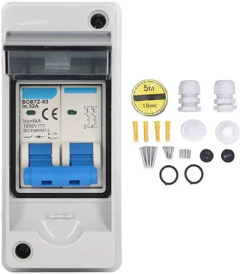 Productafbeelding van DC Aardlek Schakelaar 32A 1000V - IP65 Waterdicht - 2 Polig - Voor Zonnepaneel Installaties