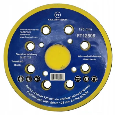 Produktbild von Schleifplatte 125 mm 8 Löcher Klett für Exzenterschleifer