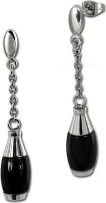Image de Amello argenté noir brillant Boucles d'oreilles pour femmes D2ESOX15S