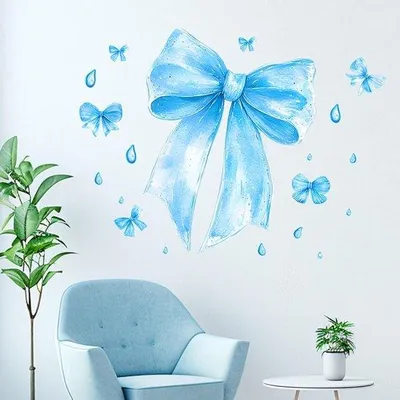 Image de Autocollants muraux bleu clair pour chambre à coucher et salon, décoration murale adhésive, dimensions : 24 x 18 pouces