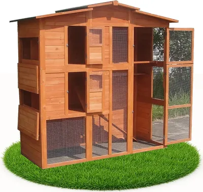 Produktbild von Mucola Hühnerstall Hasenstall Kaninchenstall Holz Freilauf Hasenkäfig Haus Gefügelstall Hühnerhaus Hühnervoliere Kleintierstall XL