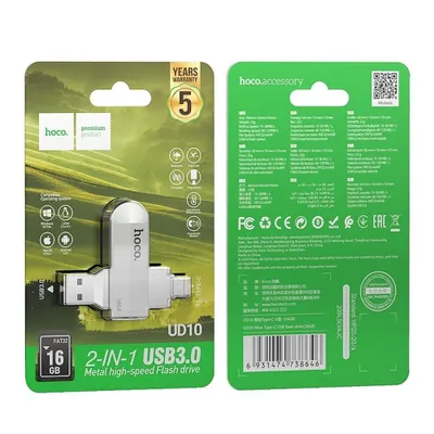 Obrázok produktu pre USB-STICK HOCO Wide UD10 USB + USB C 16GB USB3.0