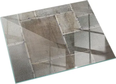 Produktbild von Perforiertes Blechmuster – Glasbodenplatte für – Kaminofen – Kaminplatte Glas – Schutzglas – Funkenschutzplatte –Glasbodenplatte Feuerfeste – Hitzeschutzplatte – Bodenschutz aus Glas – 60x40 cm
