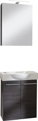 Produktbild von FACKELMANN SBC B.PERFEKT Gäste WC Waschtisch Set mit Spiegelschrank 55 cm breit, Anthrazit, Türanschlag links  Ideal für kleine Badezimmer