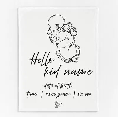 Produktbild von Personalisierte Babydecke mit Namen, 80 x 120 cm, Jungen und Madchen, Minky, Kinderdecke zur Geburt [081]