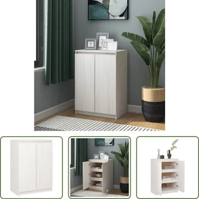 Produktbild von The Living Store Sideboard Weiß 60x36x84 cm Massivholz Kiefer