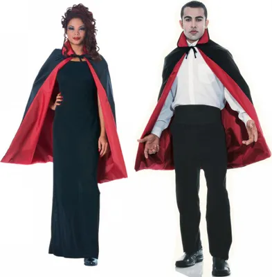 Produktbild von Schwarz-roter kurzer Vampir Blutsauger Umhang als Cape für Dracula