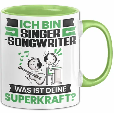 Produktbild von Singer-Songwriter Tasse Geschenk für Singer-Songwriter Geburtstag Lustiger Spruch Kaffee-Becher Was Ist Deine Superkraft (Grün)