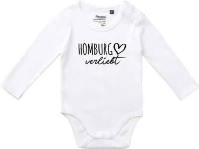 Produktbild von Huuraa Baby Body Homburg verliebt 62 White  Baumwolle Fairtrade Langarmbody Geschenkidee