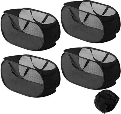 Image de Bac de rangement pour linge, rembourré - 36 x 36 x 58 cm - Pliable - Léger