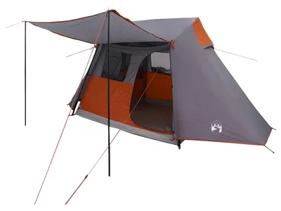 Image de Tente tunnel vidaXL grise et orange 475 x 220 x 192 cm