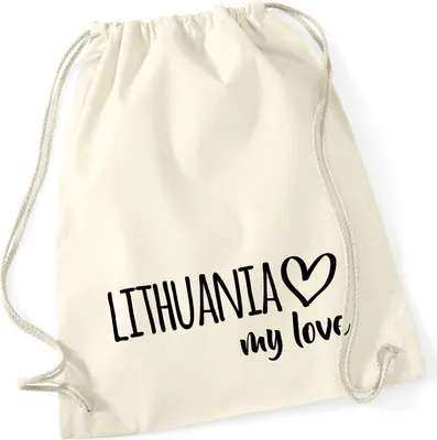 Produktbild von Huuraa Turnbeutel Lithuania my love 12 Liter Natural Baumwolle Rucksack Geschenkidee