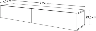 A line drawing of a white, rectangular cabinet with dimensions indicated.