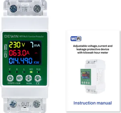 Obrázek produktu pro Elektroměr Tuya WiFi jistič Inteligentní elektroměr 63A 230VAC s měřením kWh