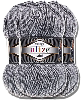 Imagen del producto de Alize 3x 100g Superlana Midi, hilo de lana, color sólido, ideal para tejer a crochet o a dos agujas (modelo 801)