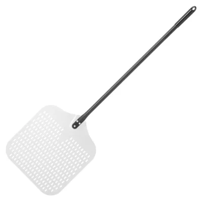 Zdjęcie produktu dla Łopata Taca Do Wyciągania Pizzy Z Pieca Kwadratowa Aluminiowa Perforowana 405 X 1320 Mm - Hendi 617144