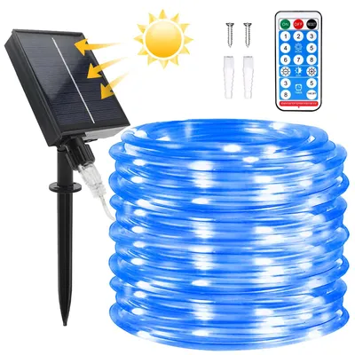 Solar-Lichterkette 22 m, 200 LED, 8 Modi, wasserdicht, mit Fernbedienung