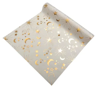Tischläufer mit Sternen und Mond, glänzend, Polyester, 275 x 33 cm, Gold
