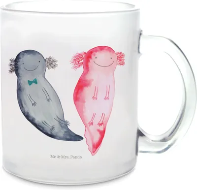 Produktbild von Mr. & Mrs. Panda Tee Tasse Axolotl Freundin - Transparent - Geschenk, Freund, Teetasse, Valentinstag, Häferl, Teeglas, Liebe, Pott, Glas, Lurch
