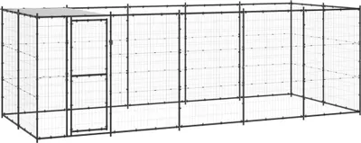 Produktbild von Outdoor-Hundezwinger mit Überdachung Stahl 12,1 m²