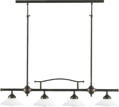 Produktbild von Deckenlampe Messing Glas in Bronze dunkel matt Weiß E27 4-flammig länglich Rustikal Deckenleuchte