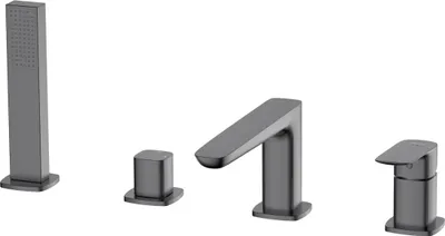 Obrázok produktu pre Avapax | 4-otvorová batéria do vane – matná zliatina – ergonomická páka – mosadzné telo – keramická hlavica 35 mm
