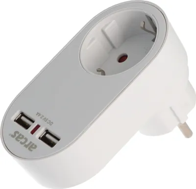 Produktbild von Steckdose mit 2x USB-Port, 2,0A Schutzkontaktsteckdose 16A
