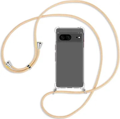 Produktbild von Handykette Backcover-Schutzhülle mit Band (Metall silberfarben) für Google Pixel 7 - Goldkordel