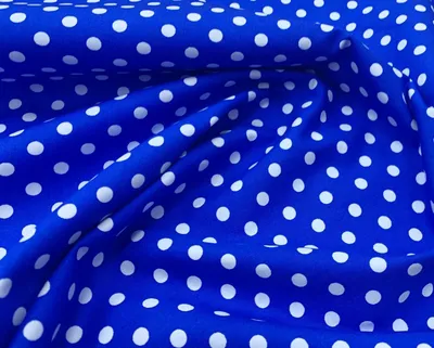 Baumwollstoff, weiß getupft, 7 mm Punkte, royalblau, 110 cm breit