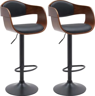 Produktbild von 2er Set Barhocker HLO-CP267 B Kunstleder  walnuss/schwarz