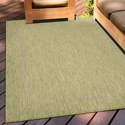 Produktbild von Teppium In & Outdoor Teppich Bordüre Design Küchenteppich Balkon Terrassen Wohnzimmer Sisal Optik Flachgewebe Wetterfest, Grün, 240 x 340 cm