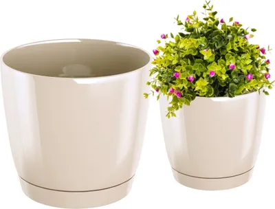 Produktbild von Coubi Creme runder Blumentopf mit Sockel 18x16,5cm