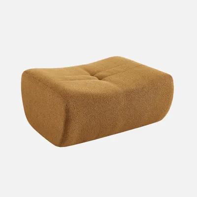 Produktbild von sweeek - Hocker, Fußhocker mit strukturiertem Bouclé-Bezug für Sessel und Sofas - Senfgelb