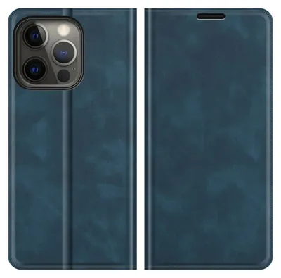 Produktbild von MobyDefend Hülle für iPhone 13 Pro - Premium Klapphülle mit Kartenfächern und Standfunktion – Magnetverschluss - Blau