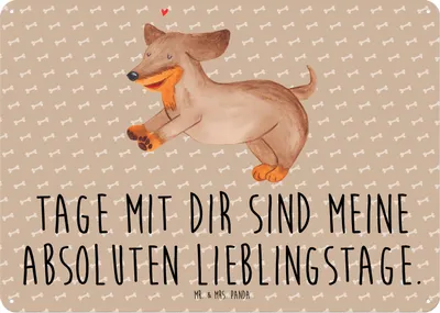 Produktbild von Mr. & Mrs. Panda Schild Hund Dackel DIN A5 - Hundeglück - Geschenk, tafel, Dachshund, Sprüche, Metallschild, Blechschild, Türschild, Hunde, Wandbild