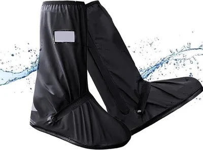 Immagine prodotto di Scarpe da lavoro impermeabili, pieghevoli e impermeabili, unisex, antiscivolo, riutilizzabili, con strisce riflettenti, (M).