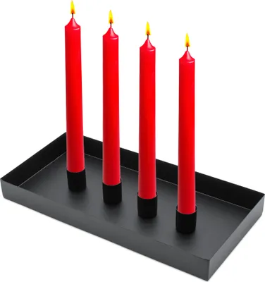 Immagine prodotto di Vassoio magnetico per candele a colonna 30 cm Rettangolare - nero - Portacandele in metallo con 4 supporti magnetici - Vassoio decorativo per candele festive dell'Avvento