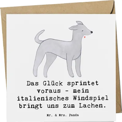 Produktbild von Mr. & Mrs. Panda Grußkarte Italienisches Windspiel Glück - Weiß - Geschenk, faltkarte, Hund, italienischer, Klappkarte, Hundeliebhaber, Hunderassen, Charakter, mit