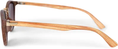 Produktbild von styleBREAKER Uni Sonnenbrille Panto Holzoptik | Runde Retro Brille mit Metallsteg & UV400 | Modisches Wood Look Design (Kunststoff) inkl. Etui & Tuch