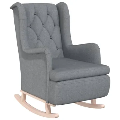 Immagine prodotto di vidaXL Sedia a dondolo con gambe in legno di gomma tessuto grigio chiaro