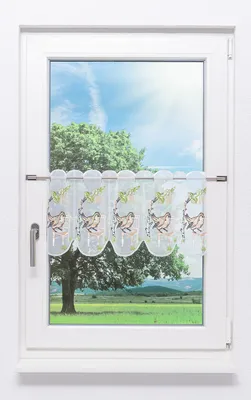 Produktbild von Scheibengardine Plauener Spitze - Vögelchen (Bx H) 195.60cm * 30cm Braun/lehmbraun