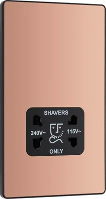 Produktbild von BG Evolve Steckdose für Rasierer, poliertes Kupfer, Schwarz, 115/240 V