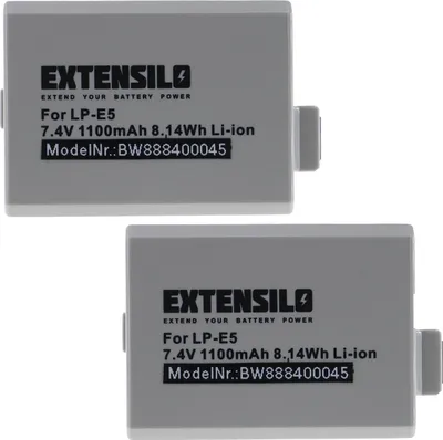 Produktbild von EXTENSILO 2x Akku Ersatz für Canon LP-E5, LC-E5 für Kamera (1100 mAh, 7,4 V, Li-Ion)