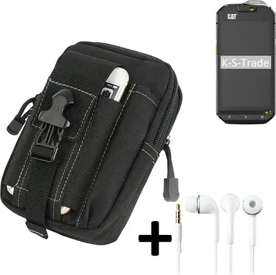 Produktbild von K-S-Trade Gürteltache + Kopfhörer kompatibel mit Cat S60 Gürtel Tasche Holster Schutz-Hülle Handy-Hülle Schutz Hülle schwarz inkl. Extrafächer