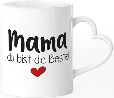Produktbild von Kaffee-Tasse Mama du bist die Beste Danke sagen Geschenk für Mama Muttertag Weihnachten SpecialMe® weiß Herz-Tasse